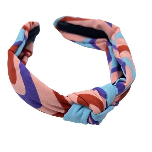 Color Pop Twisted Fabric Headband – Boho Abstract Print, Soft & Stylish - Picture 1 of 6